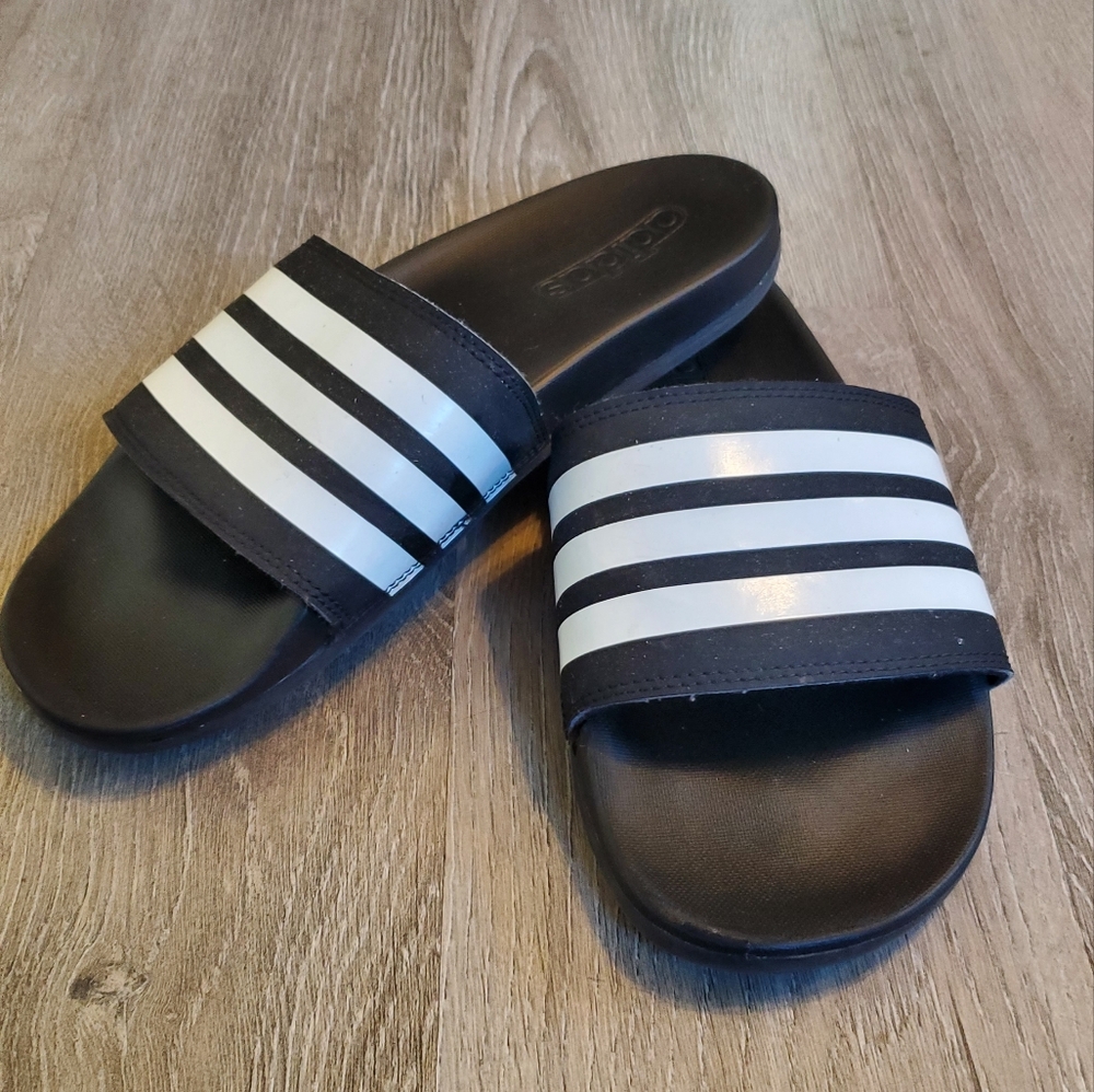 Adidas Black and White Slides